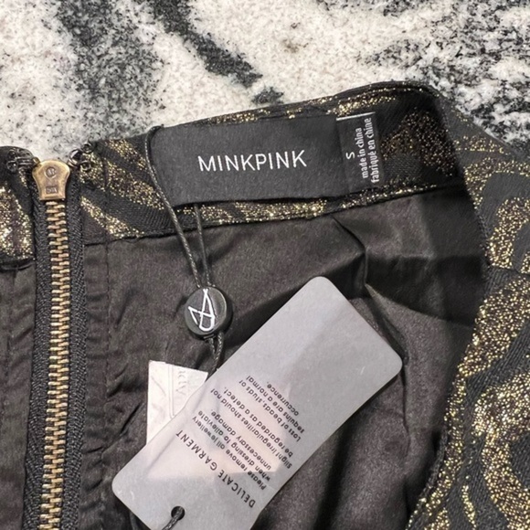 Minkpink New Black With Gold Sparkly Swirls Mini Skirt - Picture 10 of 10